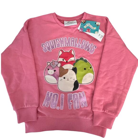 Original SQUISHMALLOWS NWT "SQUISHMALLOWS NO. 1 FAN" Pink Youth 7/8 M - Picture 2 of 5